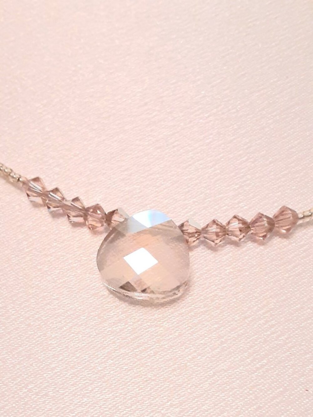 NEW 17 inch pink champaign quartz necklace - Picture 7 of 10